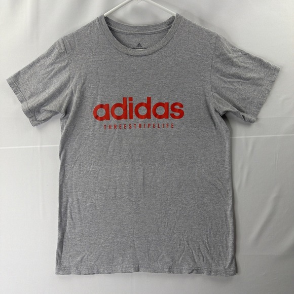 adidas Other - Adidas Mens Small Heather Gray S/S Threestripe Life Go-To Tshirt Athletic Soccer